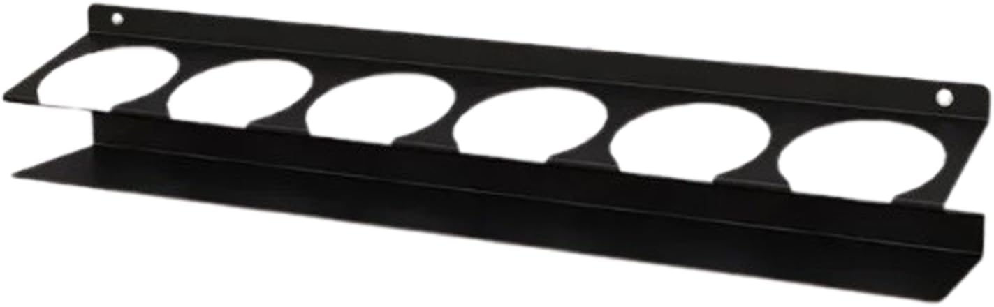 Générique Spray Can Organizer, Wall Mounted Storage Rack for Auto Shop Trailer with Industrial Grade Finish, Space-Saving 6 Hole Bracket for Cleaning Chemicals, Metal Utensil Black Tray