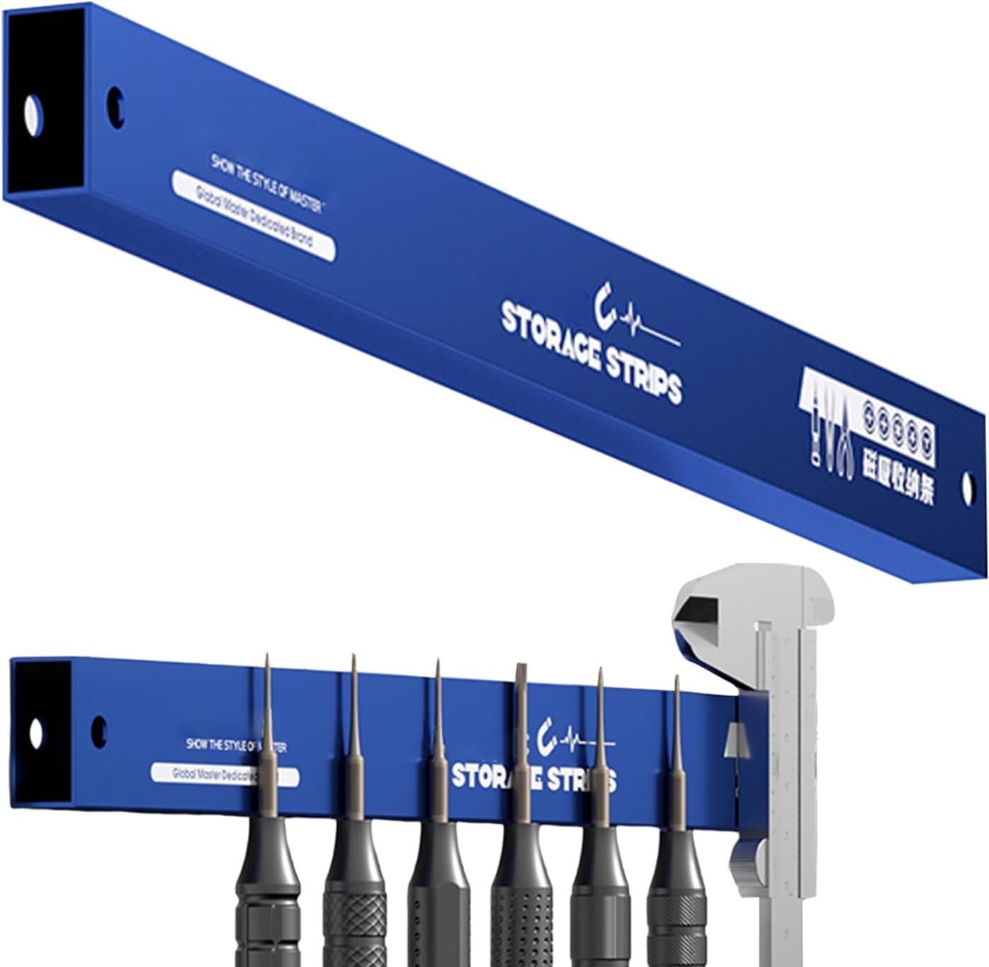 Magnetic Tool Rack, Heavy Duty Stainless Steel Wall Mounted Organizer Strong Magnetic Strip Shed Accessory for Shop, Workbench, Kitchen, Apartment, 24 x 1 x 1 cm, 1 Piece