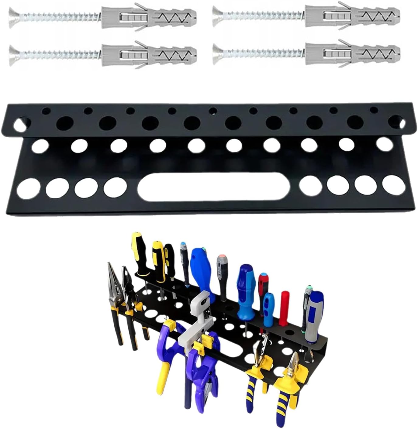 Generisch Support mural pour tournevis, étagère de rangement robuste, présentoir à outils, accessoire de réparation , 40 x 10 x 4,5 cm, système de gestion des outils
