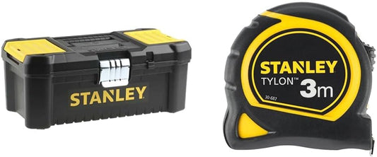 Stanley Stst1-75515 Boîte À Outils Avec Plateau Porte-Outils Amovible - 2 Organiseurs & Mesure 3 m x 13 mm Bi-Matière Tylon - Métre à Ruban Léger, Compact et Ergonomique