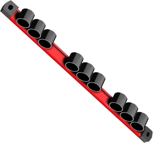 Magnetic Screwdriver Holder, Tool Storage Rack 16.14x1.1x1.65 inches, 9-Hole Rail Organizer, Secure Wrench Placement, Space-Saving Design, Perfect for Garage, Workbench