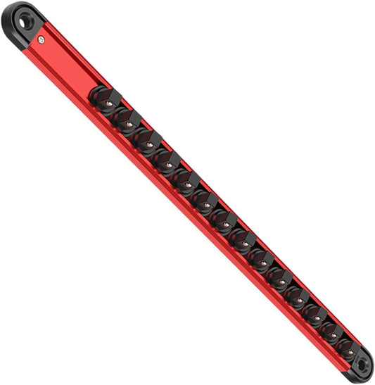Rail organisateur de douilles portable, plateau magnétique, porte-outils robuste, d'aluminium antidérapant, compact 14 boucles, rangement de clé standard, 40,6 cm