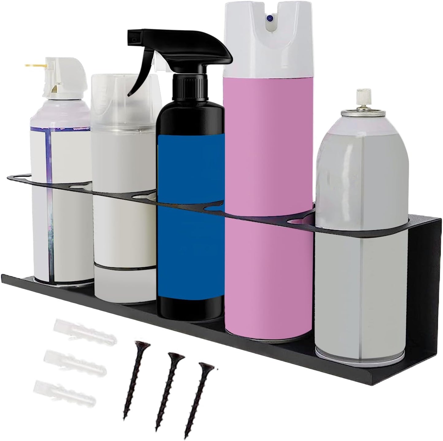 Générique Spray Can Holder, Adhesive Nozzle Wall Rack, 16.5x3.5x4.02 Inches Multi-Layer Compartment Organizer, Caulk Tube Storage Shelf, Compact Tool Rack Design for Garage Home Workshop Bench Use