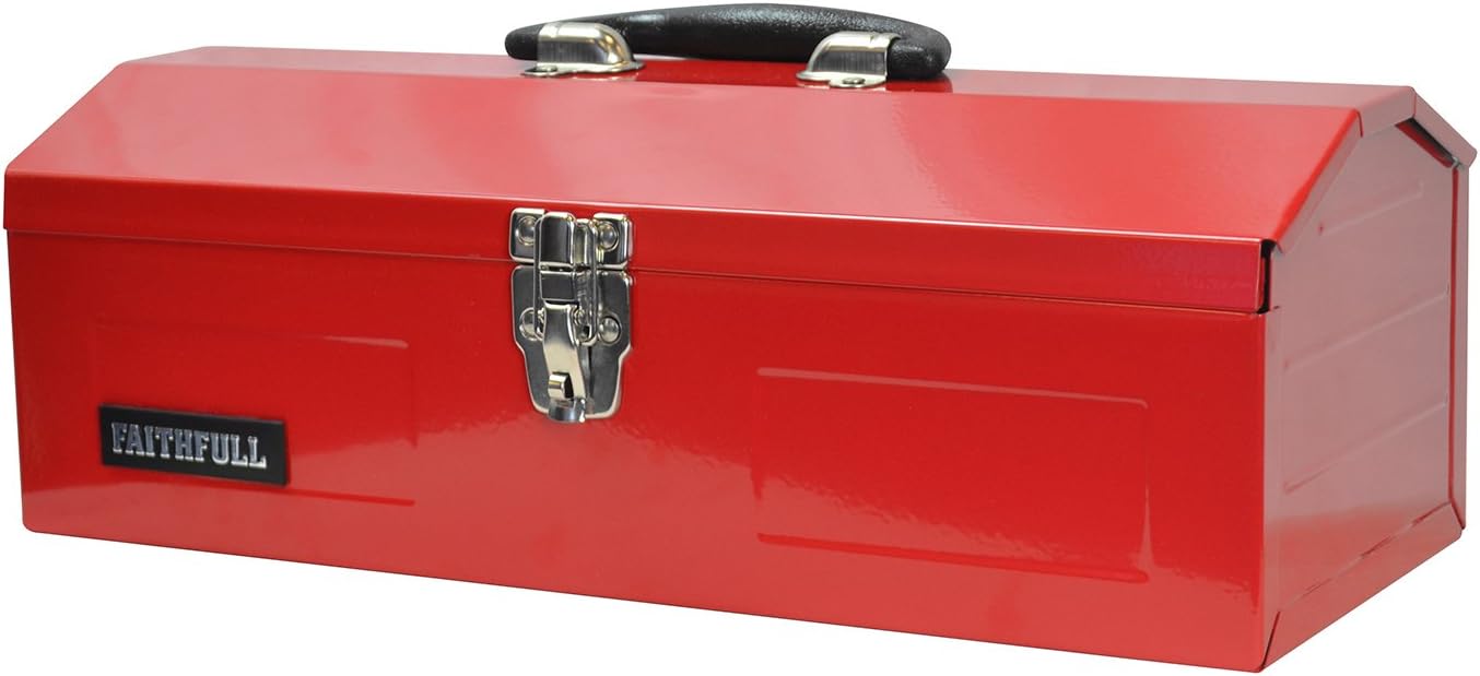 Faithfull Caisse à outils métal 48 cm - Boîte solide pour bricolage
