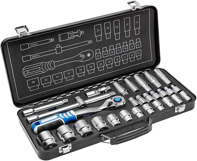 Hogert Technik Kit d'outils HT1R480 5.7kg Acier chrome-vanadium