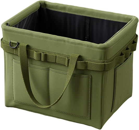Sac Outils Pliable Oxford Résistant Eau Cadre Acier Grande Capacité Poches Latérales Portable 37cm(Green)