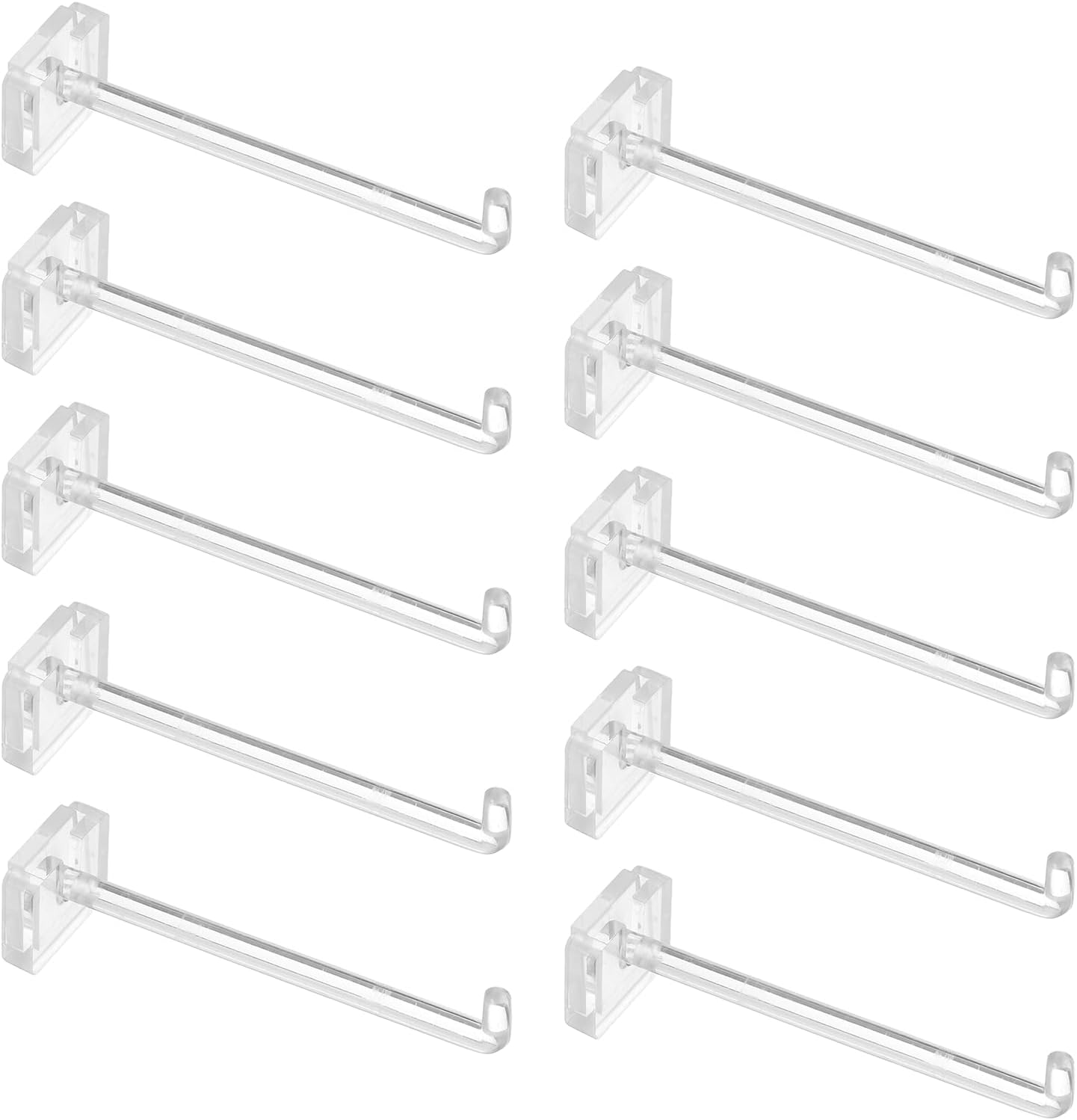 sourcing map Lot de 10 mini crochets transparents en acrylique de 8,3 cm pour étagères de supermarché, magasins de détail, organisation