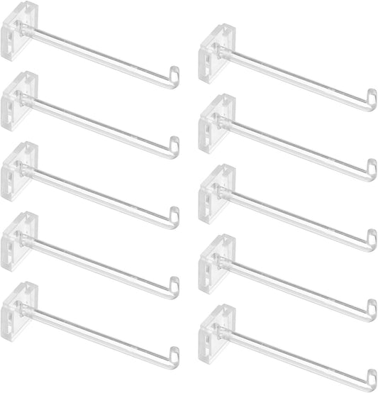 sourcing map Lot de 10 mini crochets transparents en acrylique de 8,3 cm pour étagères de supermarché, magasins de détail, organisation