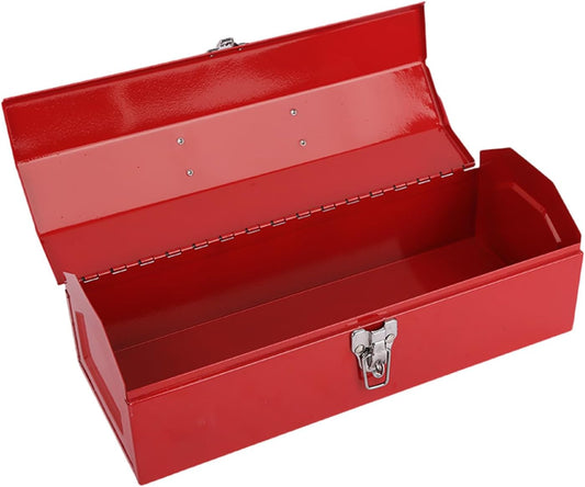 Boîte à outils métal rouge robuste, poignée portable
