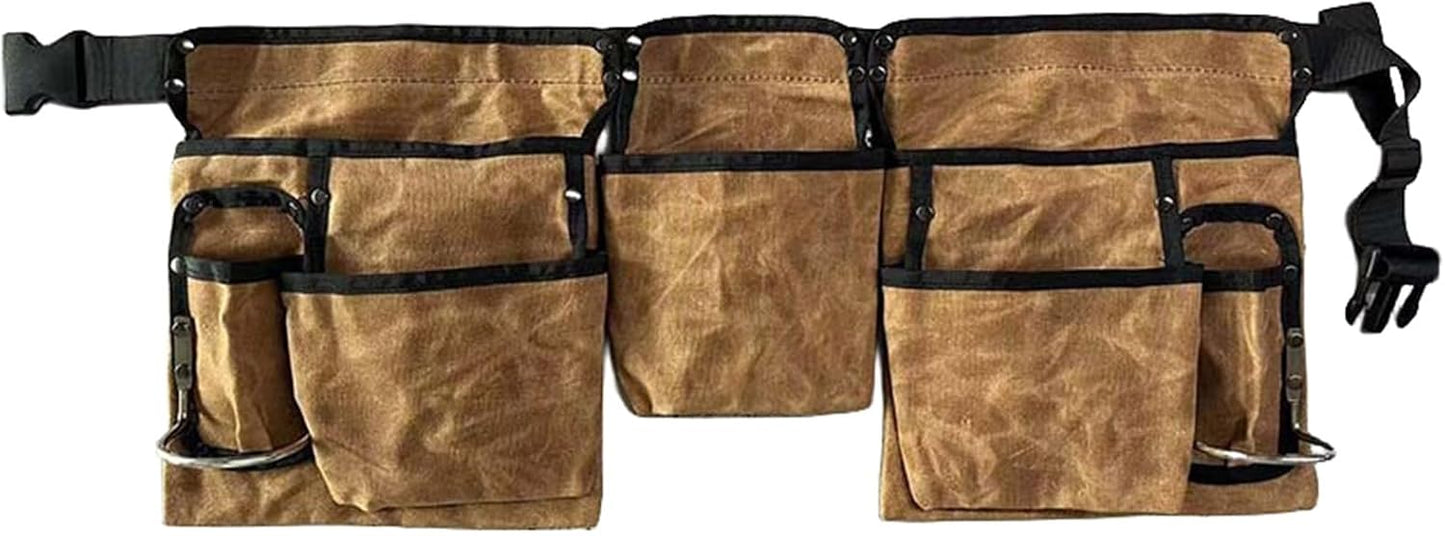 Porte-outils polyvalent en toile avec 19 poches ceinture réglable pour artisans, menuiserie et travaux électriques