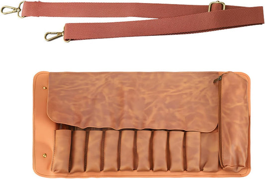 Porte-outils professionnel à 10 grilles en cuir PU robuste idéal pour les artisans et les amateurs d'organisateurs d'outils d'artistes