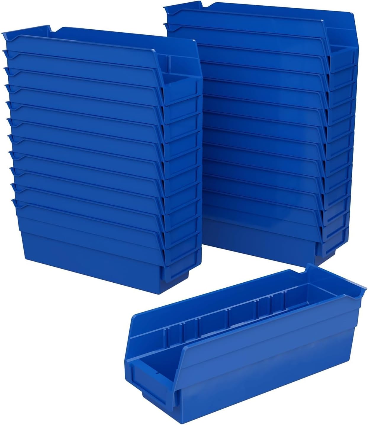 Akro-Mils Étagères en plastique 30120, bacs de rangement robustes pour ranger le garage, les placards et les tiroirs, 30,48 cm x 10,16 cm x 10,16 cm, bleus, paquet de 24