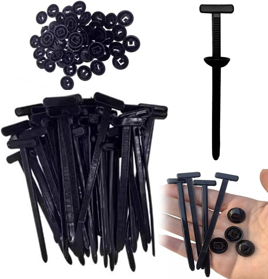 Attache-câble universelle en nylon, robuste et autobloquante, avec goupille et bouton, nouvelle boucle multifonctionnelle, attaches noires résistantes aux UV pour la fixation quotidienne (50)