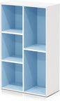 Furinno Luder Bibliothèque Etagère de Rangement Ouverte à 5 Cubes, Blanc/Bleu Clair