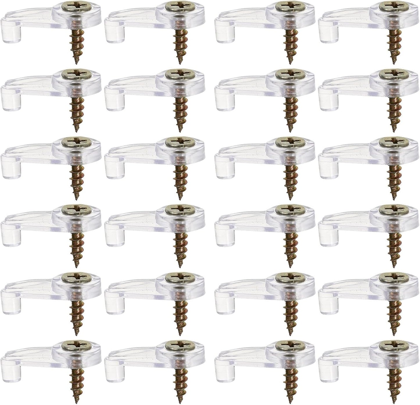 Gatuida Kit de Fixation pour Miroir 60 Clips Transparents Vis en Plastique Clips Suspendre pour Verre Pinces pour Porte de Placard en Verre Installation sans Perçage pour Maison et