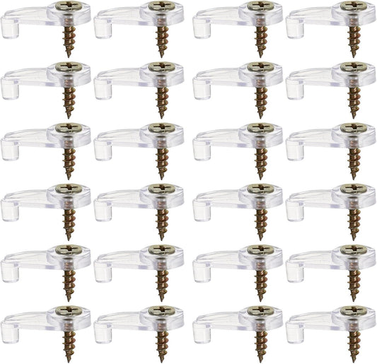 Gatuida Kit de Fixation pour Miroir 60 Clips Transparents Vis en Plastique Clips Suspendre pour Verre Pinces pour Porte de Placard en Verre Installation sans Perçage pour Maison et