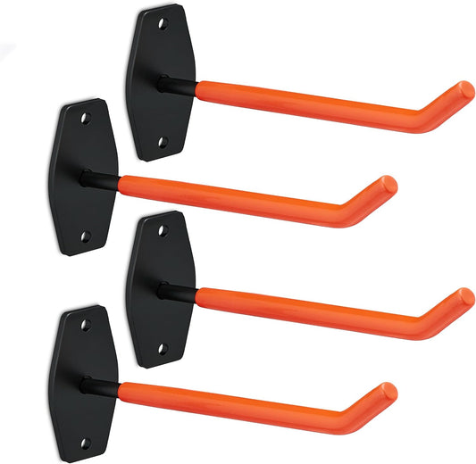 Relaxdays Support de pneus pour Mural, en Set de 4, pour pneus et Jantes jusqu'à 40 kg, en Acier, Orange - Noir
