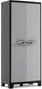 Keter Armoire Haute Titan - Armoire de Rangement en Résine - Étagères Modulables, Pieds Réglables, Charnières Métalliques - Cuisine, Garage, Atelier, Placard - 80 x 44 x 182cm - Noir/Gris