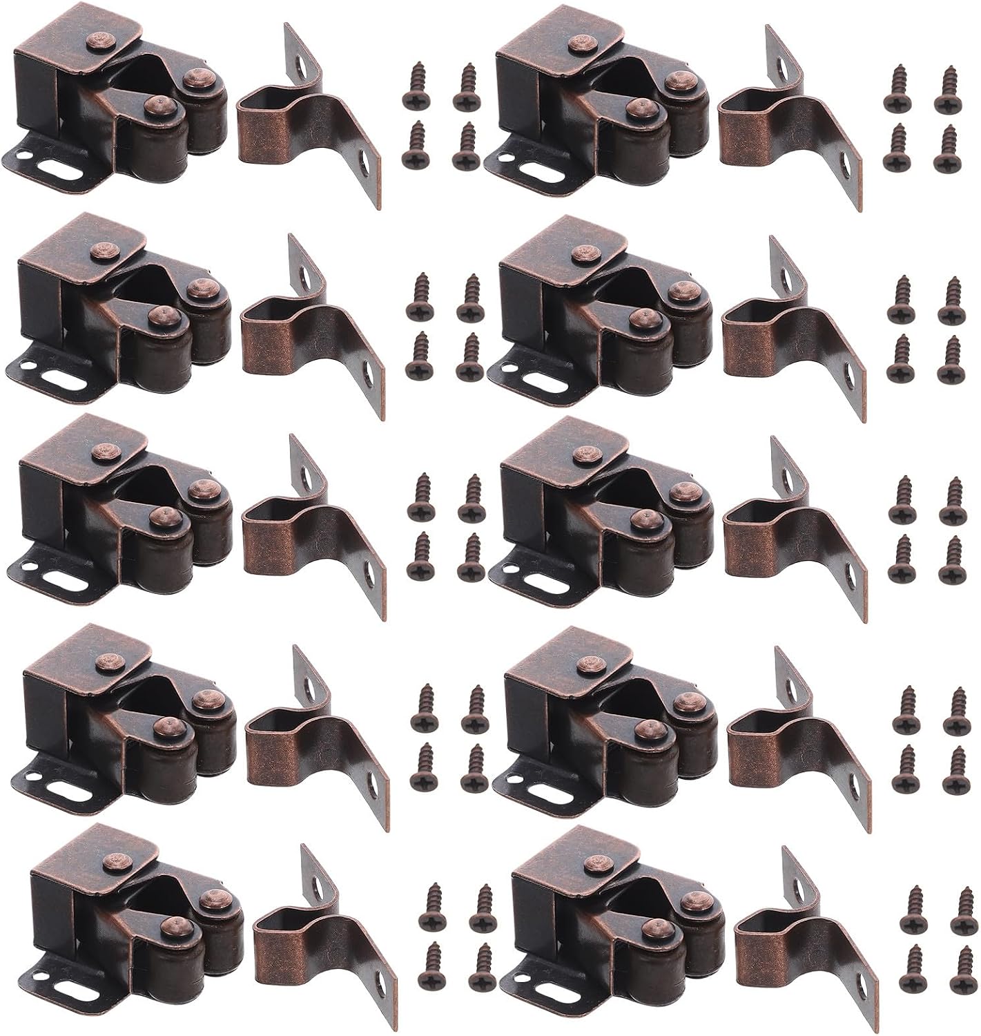 Gatuida Lot de 12 loquets de porte d'armoire à ressort avec double loquet à galet - Quincaillerie pour coffre, camping-car, bureau, armoire, boîte aux lettres