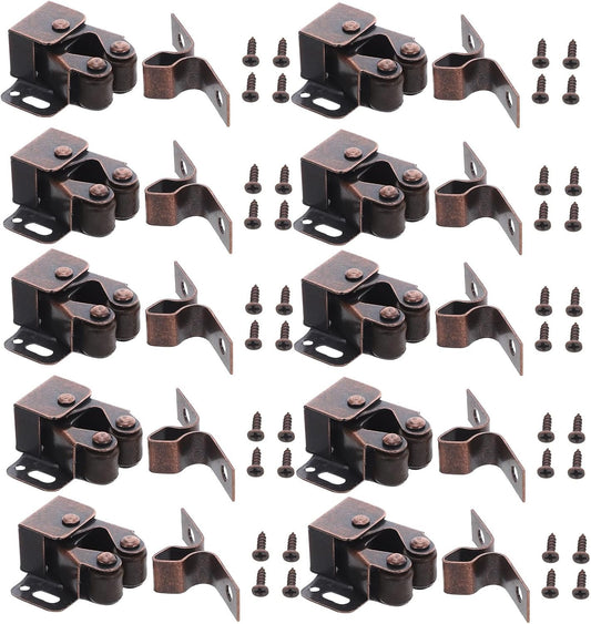 Gatuida Lot de 12 loquets de porte d'armoire à ressort avec double loquet à galet - Quincaillerie pour coffre, camping-car, bureau, armoire, boîte aux lettres