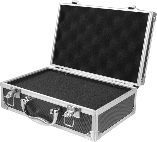 Angoily Petite Boîte à Outils en Alliage D'aluminium Noir, Mallette de Transport Résistante Grand Espace de Rangement, pour Usage Professionnel ou Domestique