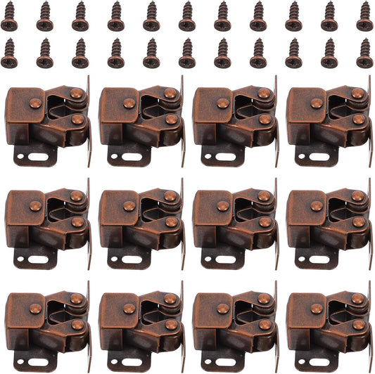 Ciieeo Lot de 20 Loquets de Placard à Double Rouleau en Métal Rouge Ancien, Quincaillerie de Verrouillage pour Portes D'armoire, Fermeture Sécurisée Cuisine, Chambre et Salon,