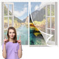 Window Mosquito Net 127 x 139 cm Magnetic Automatic Closing No Drilling for Home Windows, White